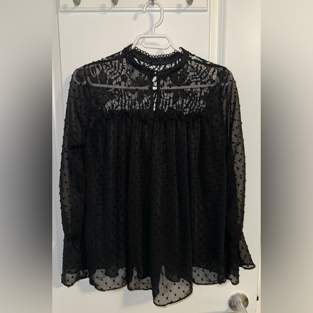 Elegant Black Lace Blouse Size XS